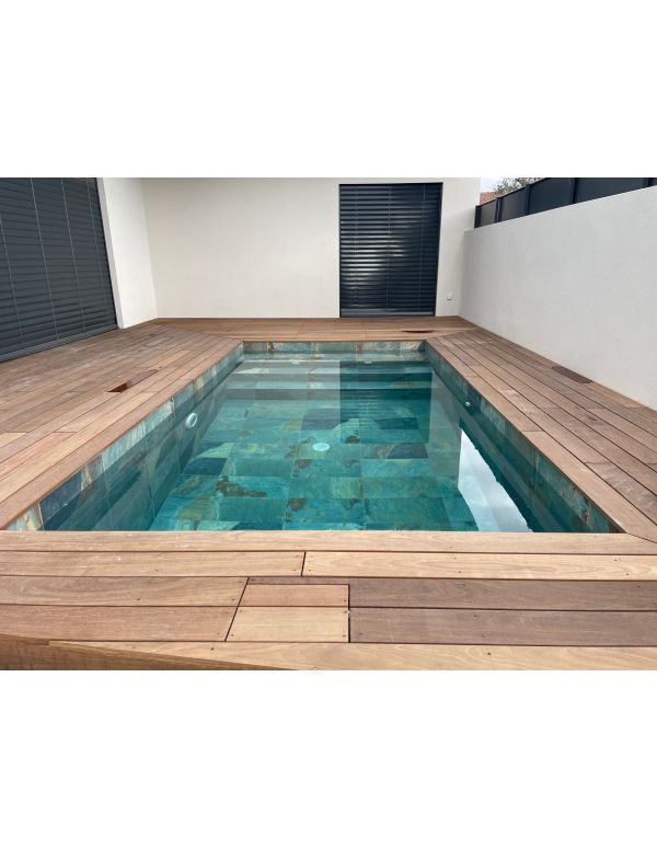 Carrelage piscine natuelle OXIMO BAHIA GREEN GRIP R11 15X15 cm - 0,99 m²